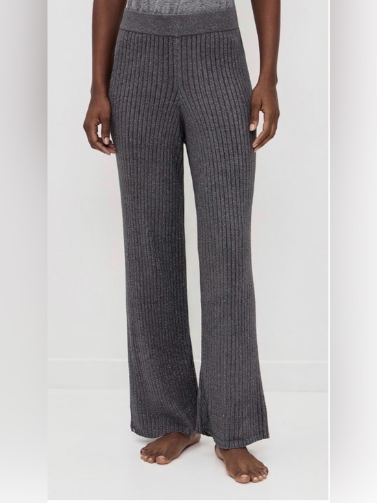 Barefoot Dreams Pants - Barefoot Dreams CozyChic Ultra Lite Lurex Rib Wide Leg Pant Carbon Gray 1X